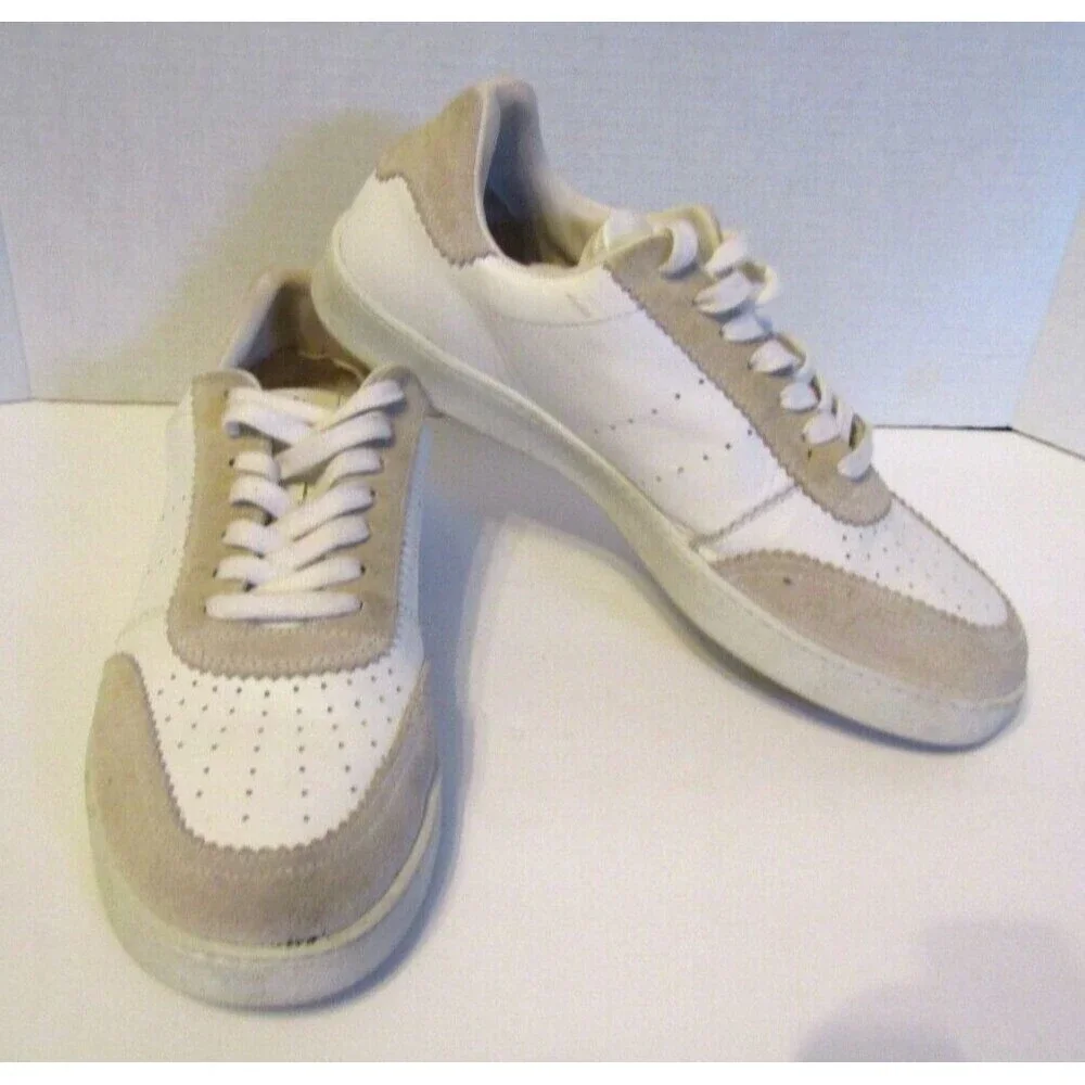 Loeffler NY Randall Keeley Sneakers White Leather Suede Low Top Womens 10